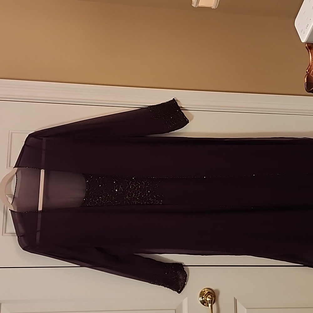 Oleg Cassini Black Tie Beaded Silk Dress